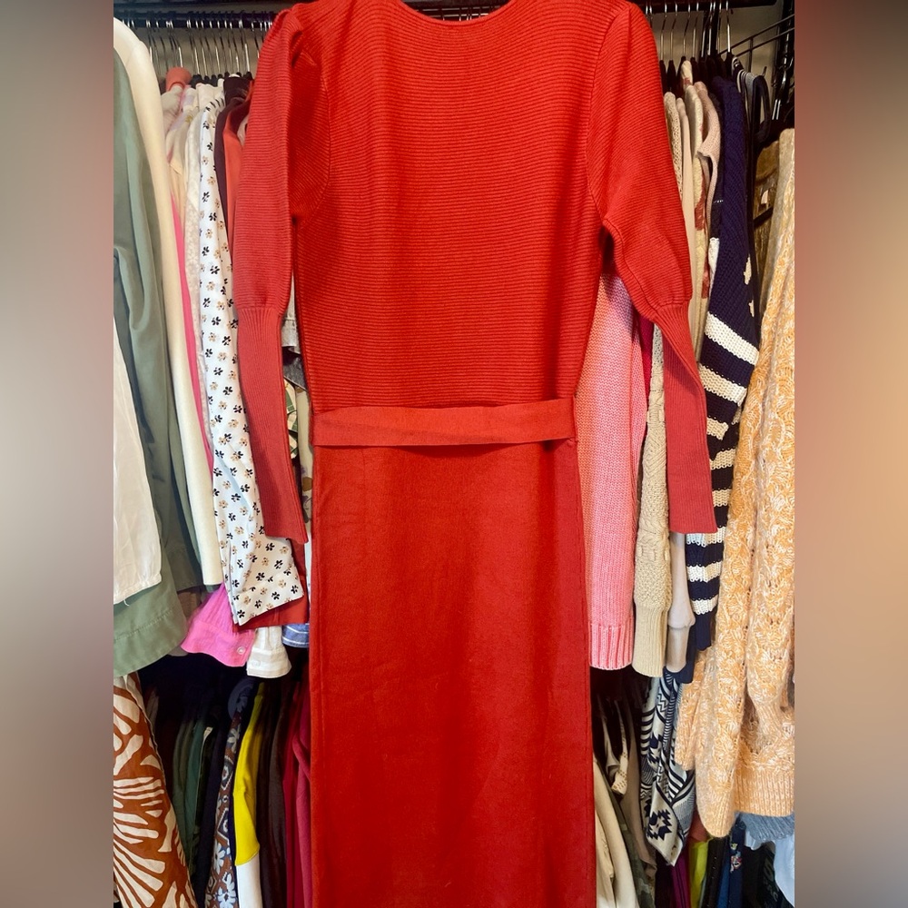 Tall Puff Sleeve Sweater Dress | Brand NWT | Amalli Talli | Medium | Wrap Waist - Picture 6 of 11